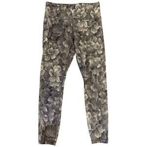 Athleta Elation Textured Leggings Floral Gray Black Women's Sz M